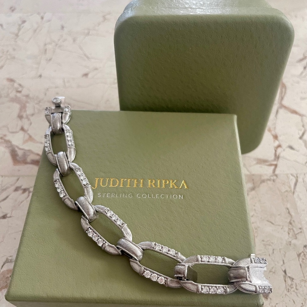 925 STERLING SILVER JUDITH RIPKA LINK BRACELET SZ AVG 7 1/2” Boxed JR Original